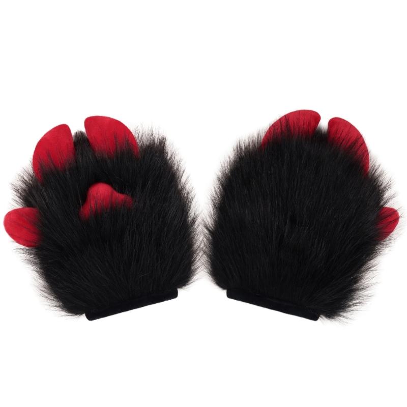 Anime Cosplay Furry Paws Gloves Soft Plush Costume Accessory For Role Playing And Themed Parties