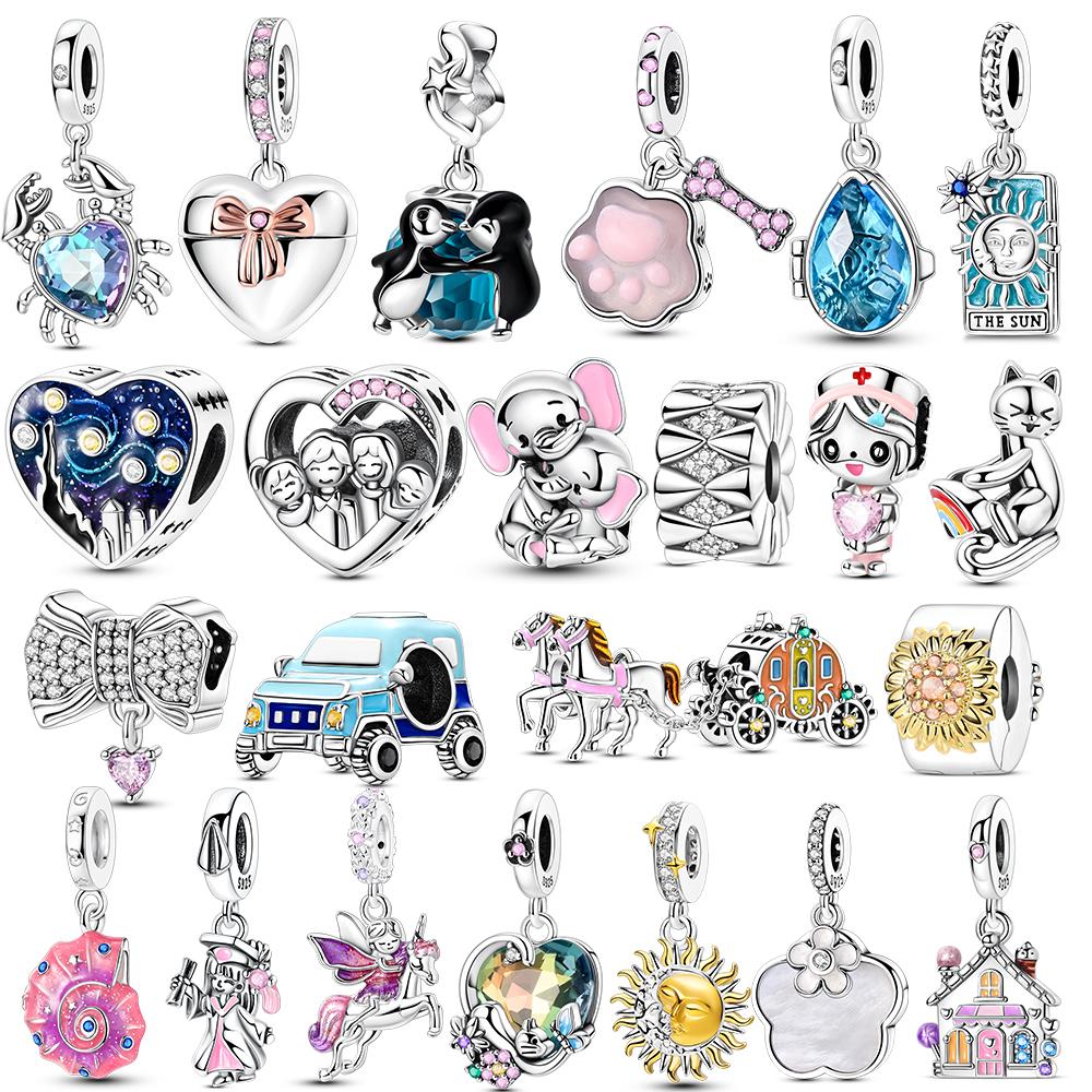 New In Charm Copper Shining Crab Car Pendant Charms Beads Fit Original Bracelet For Women Jewelry Gift Diy