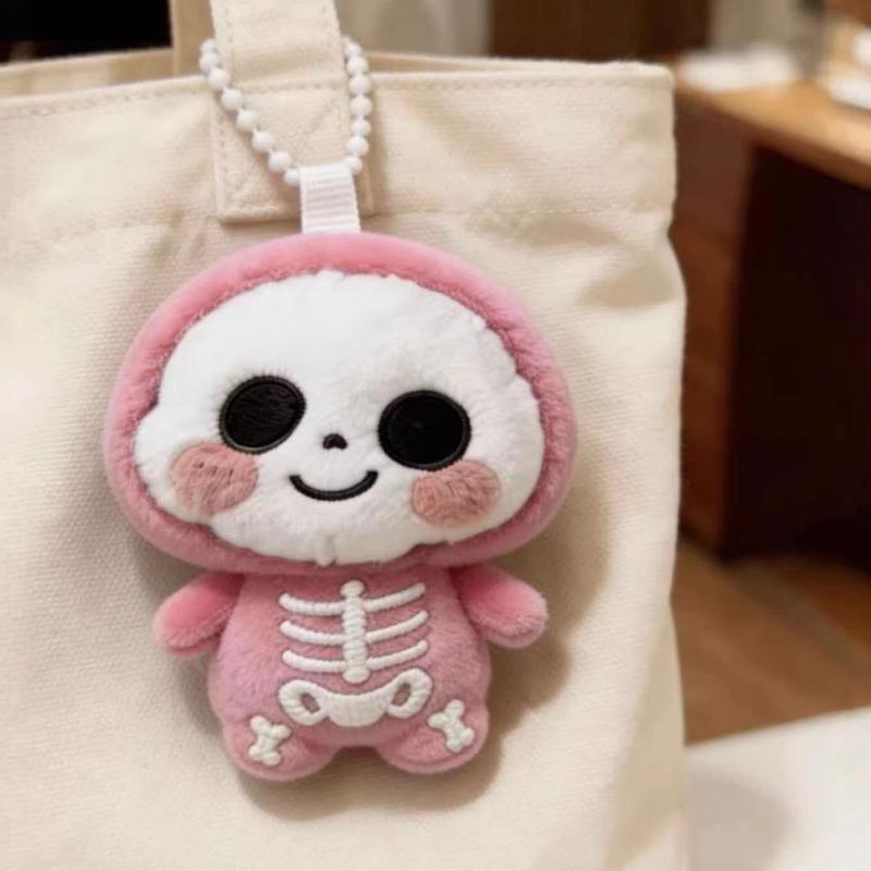 Cute Cartoon Skeleton Plush Doll Pendant Keychain Creative Backpack Accessory Home Decoration For Children Halloween Gifts