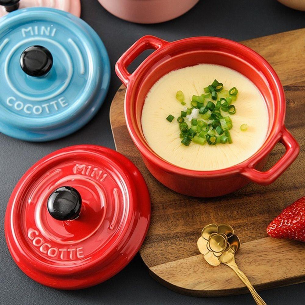 Hanging Ears Steamed Egg Bowl 200ml Mini Casserole with Lids Condiment Container  Household