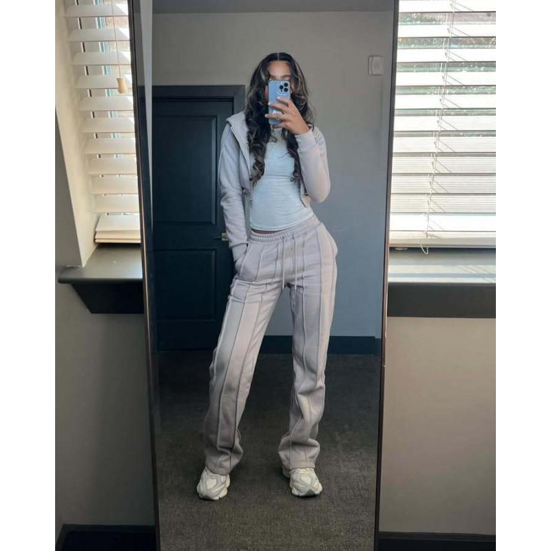 Completo da Donna 2025 Felpa con Cappuccio e Zip Pantaloni Casual Streetwear Manica Lunga Tinta Unita Lavorato a Maglia Tuta