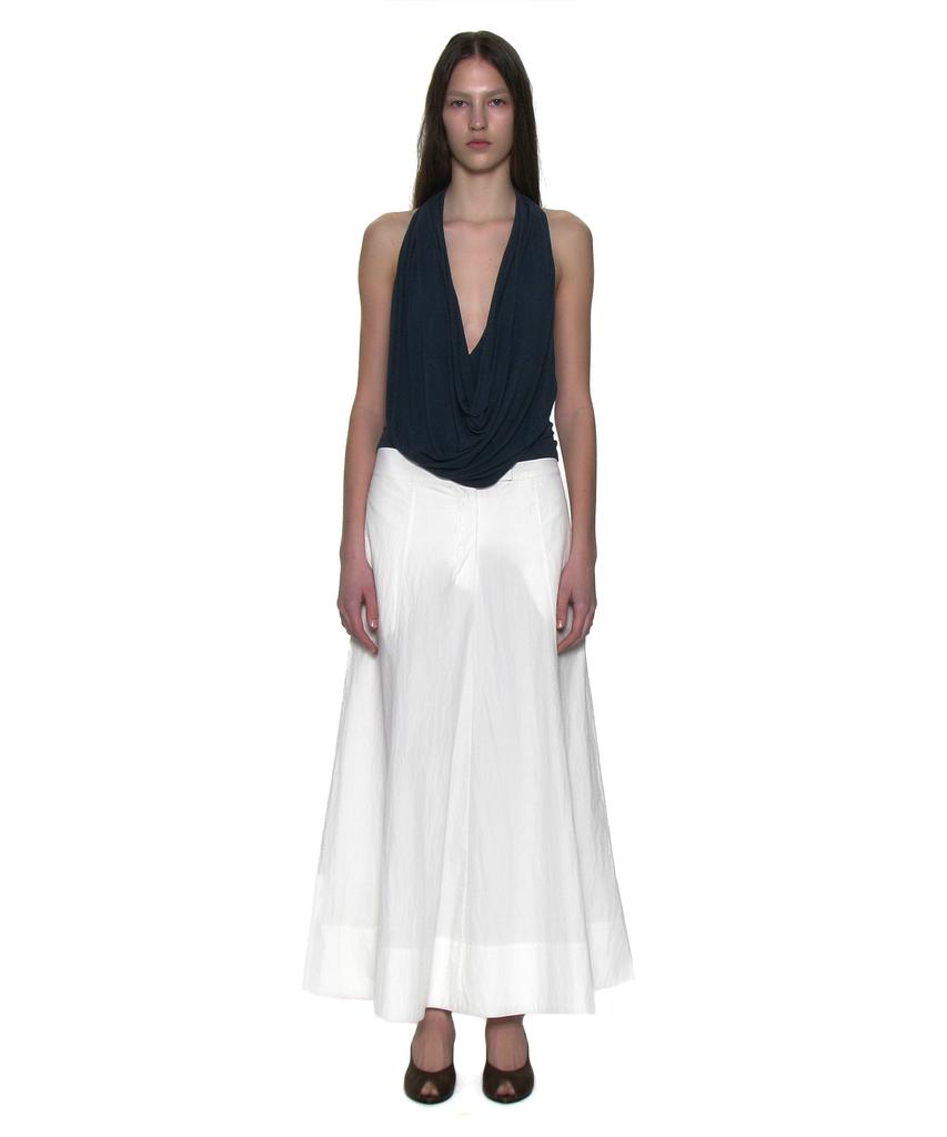 Partimento Woman Pocket Pointed Flare Maxi Skirt_White