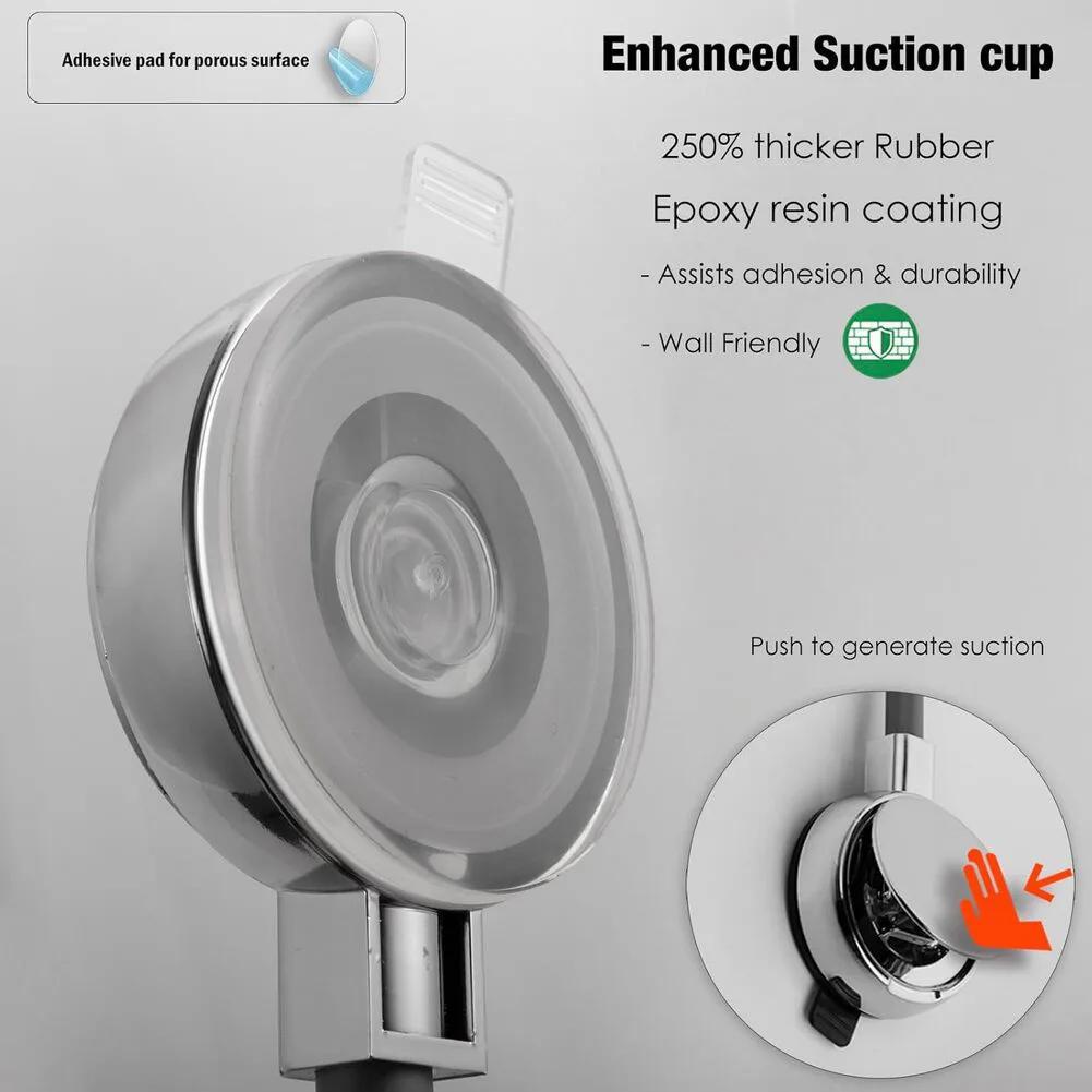 Wall Suction Cup Handheld Shower Head Holder Reusable 360 Swivel Adjustable   Multi Angle Rotation Adjustable Shower Head Holder
