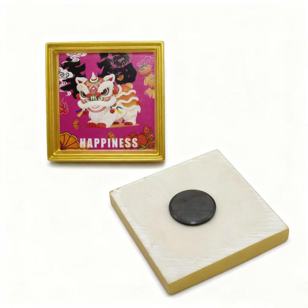 3D Lion Dance Fridge Magnet Photo Frame - Festive Spring Festival Decoration
