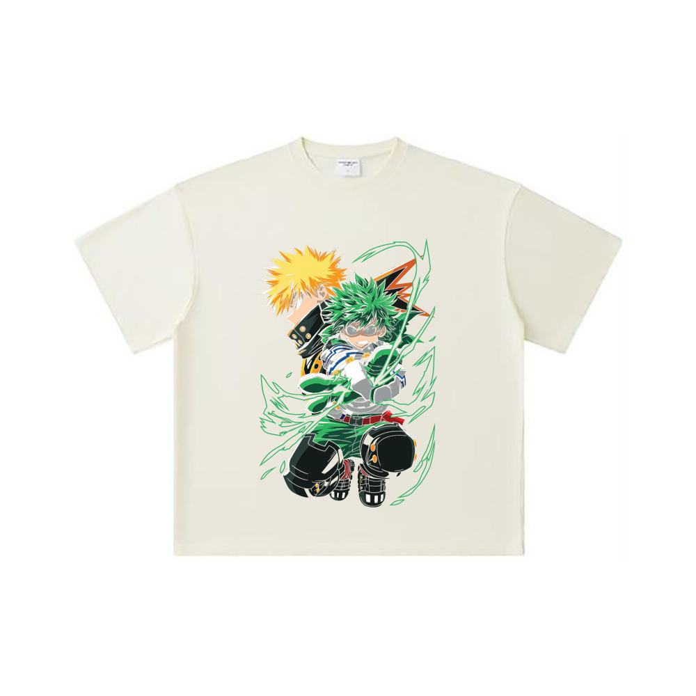 

260 GSM Double Yarn 32 Count 100% Cotton My Hero Academia V21 Print Unisex Heavy Cotton T Shirt S