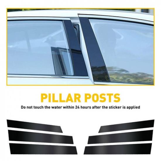 Black Window Pillar Posts Door Trim Piano Cover For 2007 08-2011 Honda CRV 6PCS