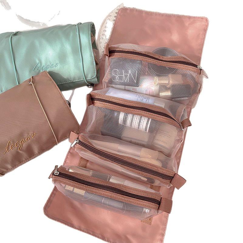 1pc New Four In One Makeup Bag for Travel, Portable, Multi Functional, Large Capacity, Detachable, Toilet and Storage Bag