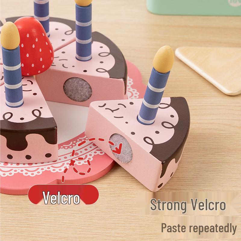 Wooden Girls' Birthday Cake & Tea Party Pretend Play Set