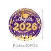 2026 Graduation Season Purple Gold Party Supplies: Paper Plates, Flags & Napkins