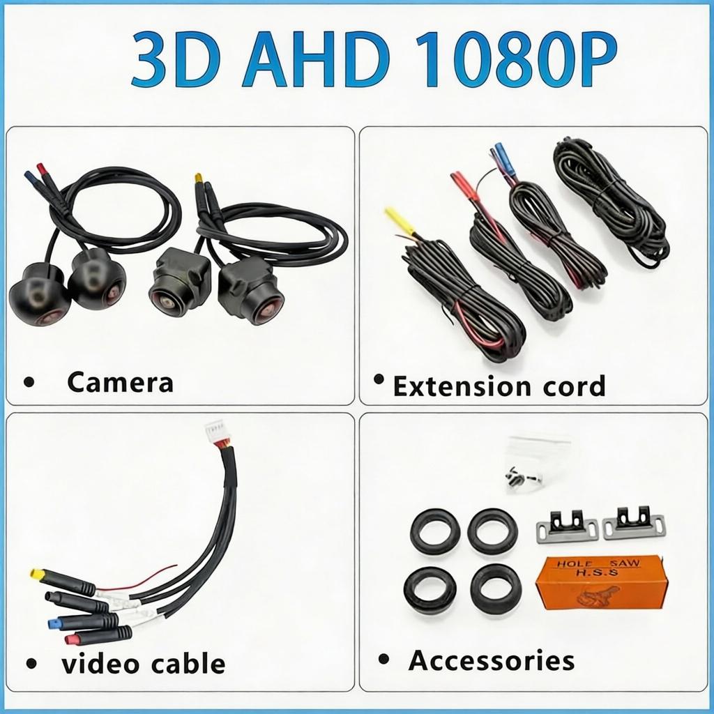 12-24V 1080P 360° Panoramic Surround View Camera Auto Reverse & Turn Signal Trigger Parking Monitor For Android Car Screen with Built-in 360 View APP