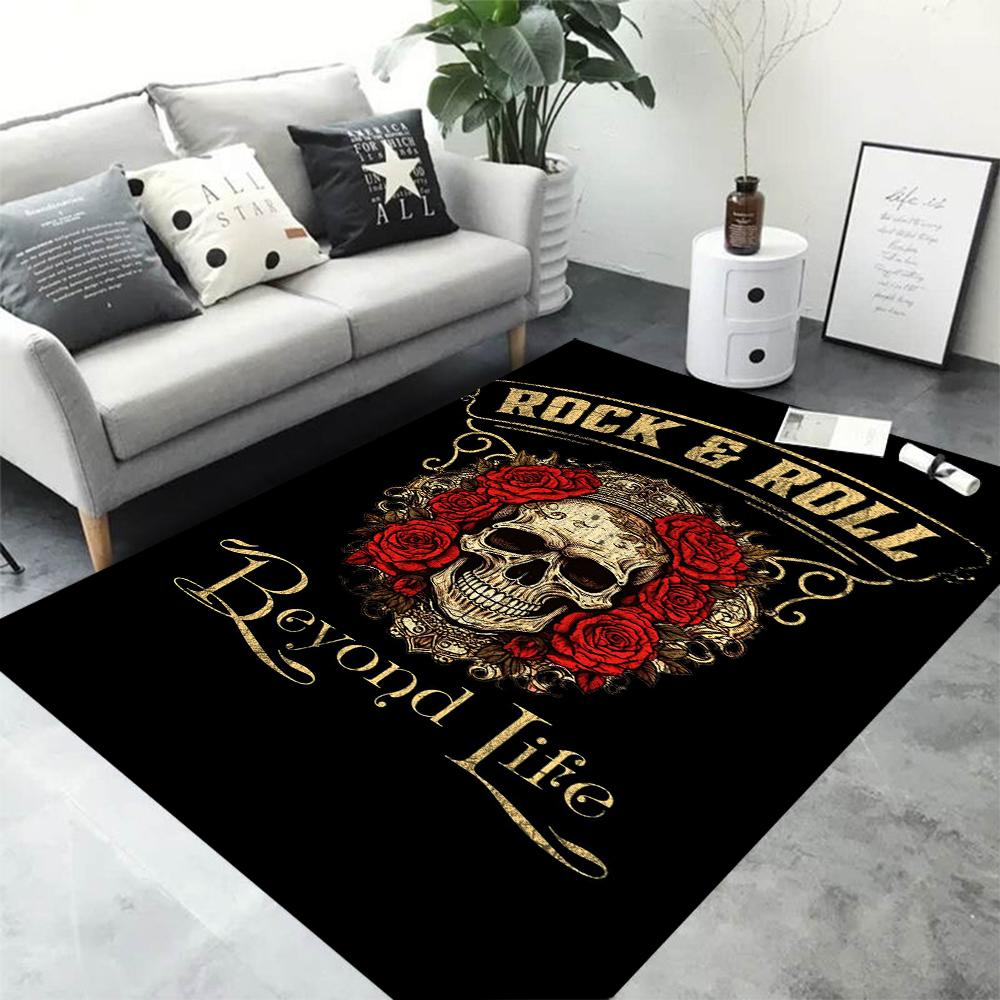 Terrifying Skull Rose Carpet for Bedroom Floor Mat Decor Living Room Carpet Bathroom Anti-slip Rugs Sofa Mat Area Rug Gift