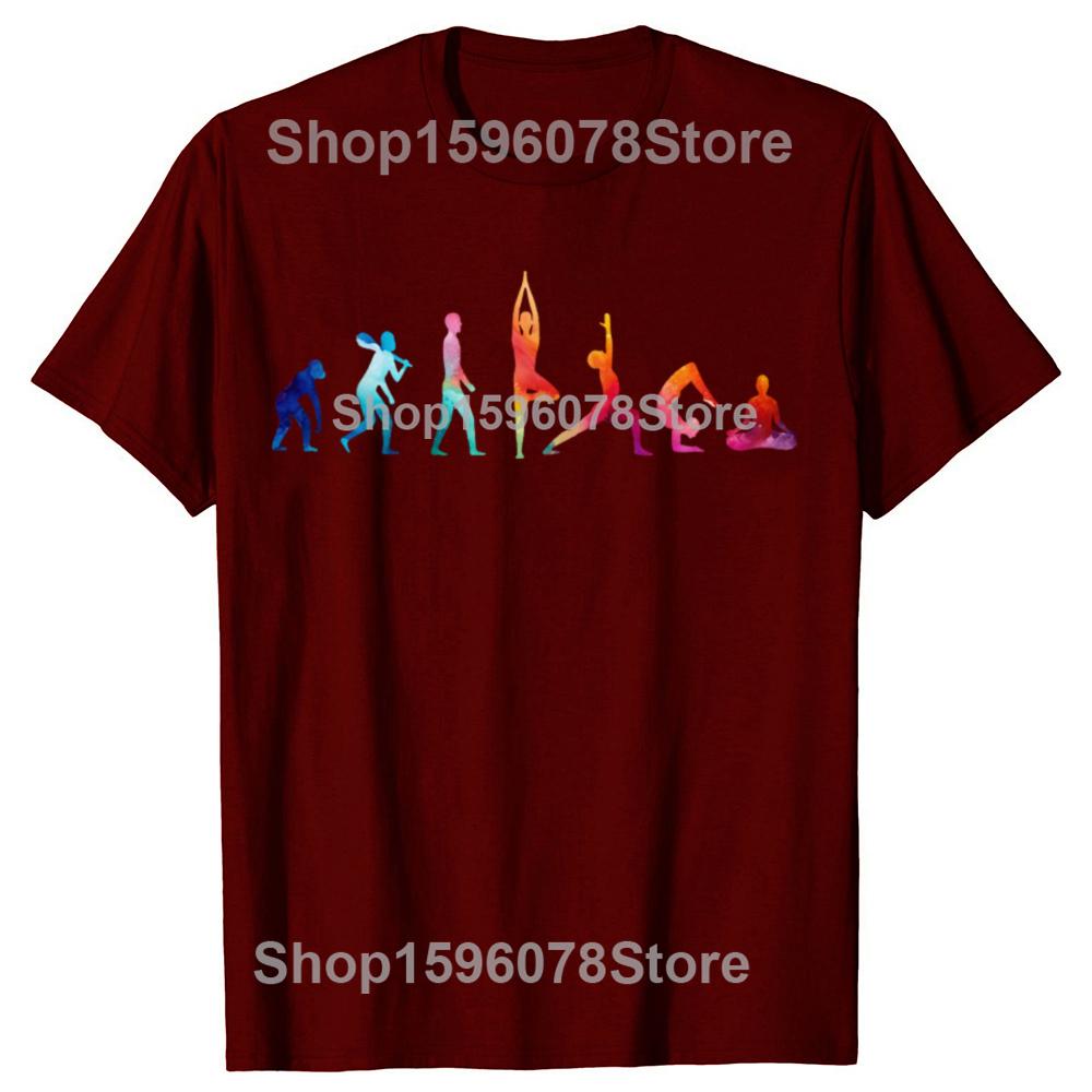 Funny Evolution of Yoga Graphic T Shirts Men Women Pure Cotton Humor Streetwear Tee Shirt Short Sleeve Unisex Loose Clothing