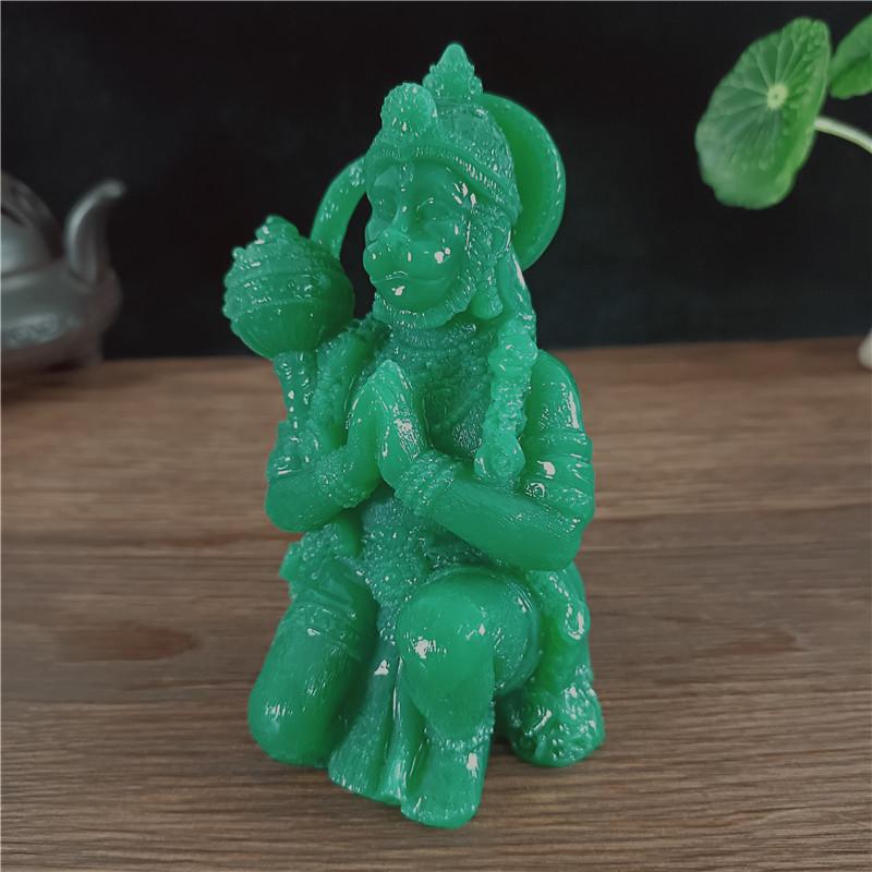 Jadefarbene Hanuman Statue Skulptur Große Harz Ornamente Hindu Affengott Buddha Statuen Figur Dekoration für Zuhause Glücksbringer Geschenke