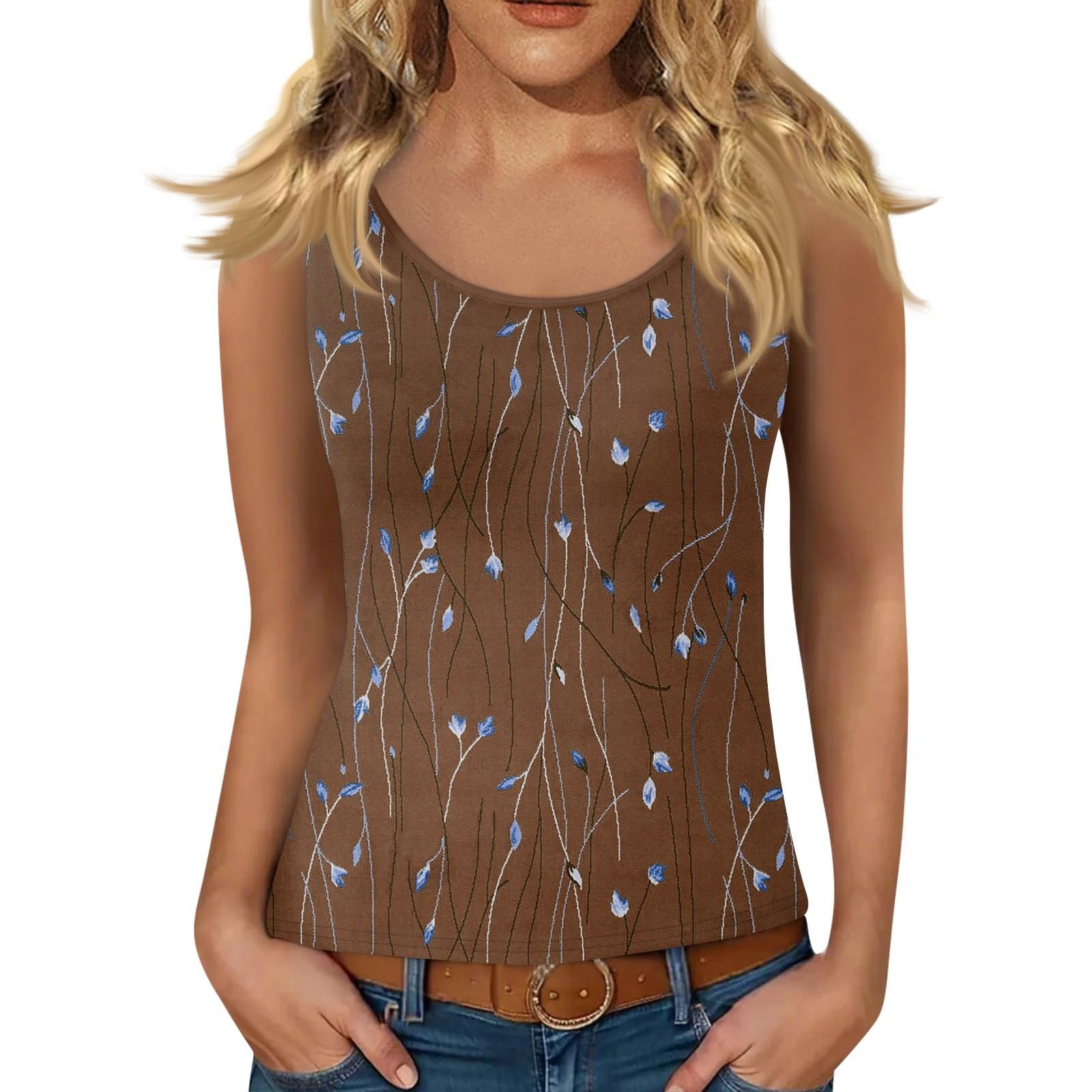 

Женский жилет без рукавов с глубоким вырезом, футболка с U-образным вырезом, подтяжки L кофейный