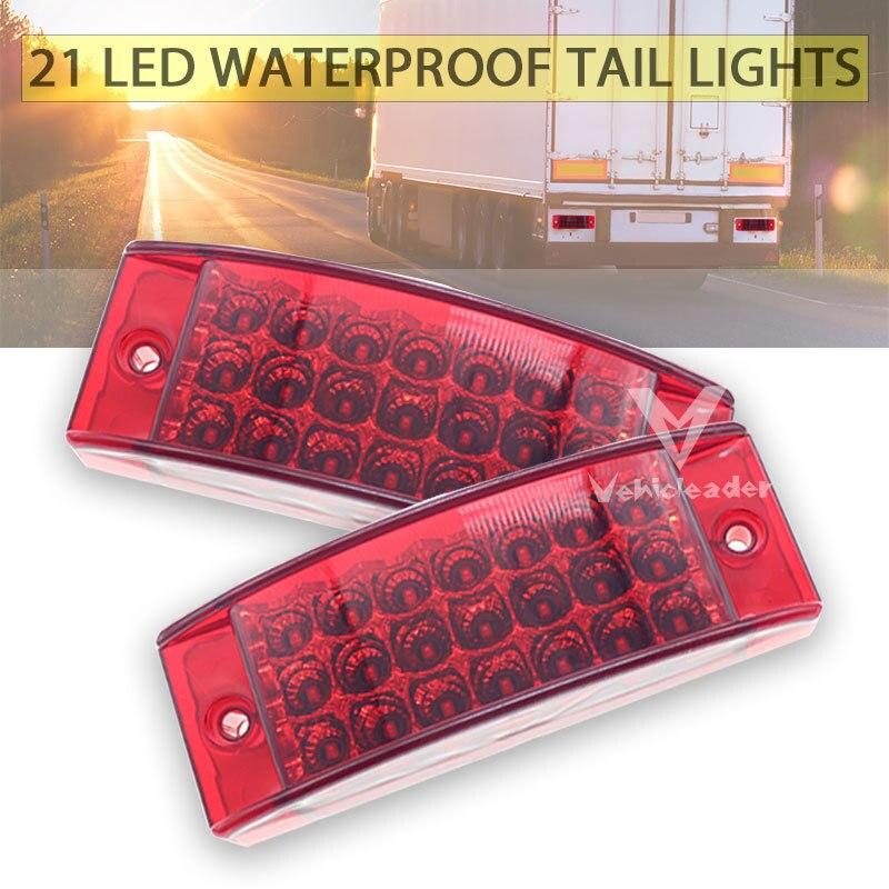 2PCS Car Truck 21 LED Side Marker Clearance Light Rear Lamps Waterproof Tailight Truck Trailer LED Clearance Lights Amber Red