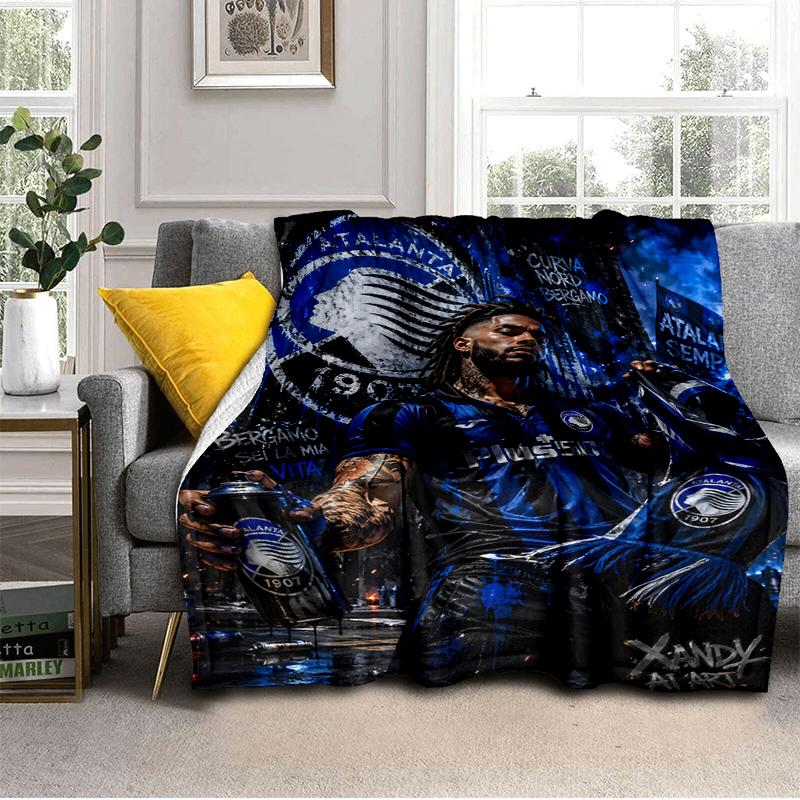 Coperta da Calcio Atalanta Leggera Ideale per il Letto Perfetta per Viaggi, Campeggio, Soggiorni, Uffici, Divani, Regalo di Natale per tifosi