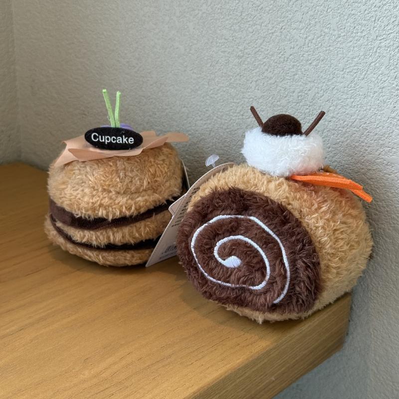 '12/20Cm Cute Food Cake Bag Charm Keychain Coffee Cheese Sandwiches Plush Dolls Toys Keyring Backpack Accessories Xmas Gifts