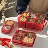 2/4/6 przegródek talerz na owoce z pokrywką Boże Narodzenie Nowy Rok dekoracja domu talerz na orzechy cukierki suszone owoce naczynie pojemnik na żywność