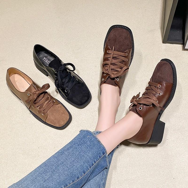 Fashion Suede Square Toe Women Mary Janes Shoes Mid Heels Autumn Casual Shoes Woman 2025 Trend Fashion Lolita Brand Zapatillas De Mujer