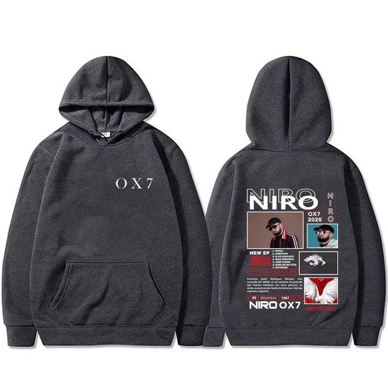 Rapper Niro OX7 Album Grafikdruck Hoodie Herren Damen Hip Hop Mode Popmusik Streetwear Männlich Vintage Lässig Übergroße Hoodies