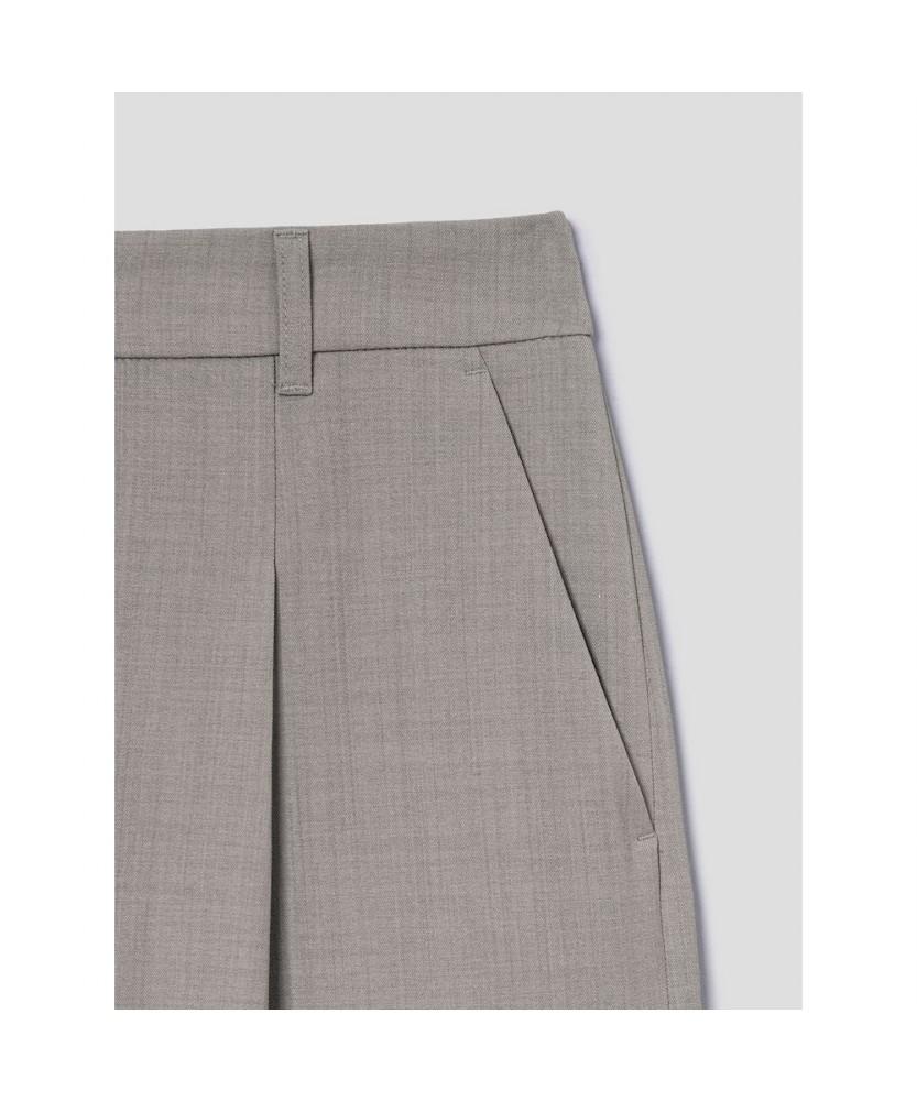 8SECONDS July Daily Single-Pleat Wide Slacks (Short) Beige