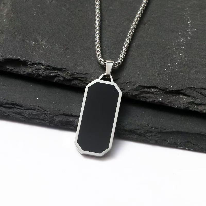 Hip-hop Punk Stainless Steel Geometric Square Pendant Necklace for Men Men Women Personality Simple Collar Chain Jewelry Gifts