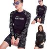 2 Pcs/Set Unisex Swimsuit Quick-drying Breathable Soft Leaf Print O Neck Long Sleeves Couple Surfing Clothes Diving