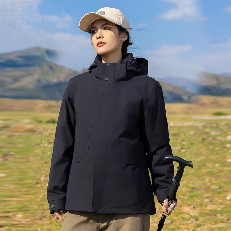 Three-in-One Detachable Windproof Goose Down Jacket: Cold-Resistant, Water-Repellent Outer, Warm Inner Layer for Couples