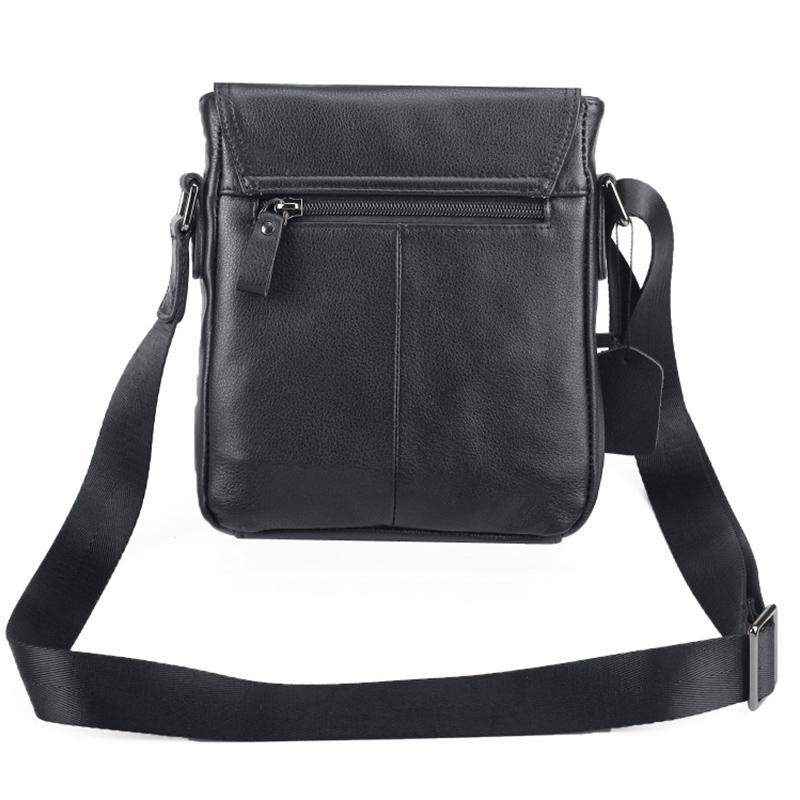 Premium Black Genuine Leather Cowhide Crossbody Bags Casual Messenger Shoulder Bag for Men Business Daily Bag