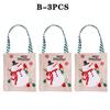 Christmas Candy Apple Pouch Santa Snowman Print Gift Bag Natural Jute Fabric Reusable Holiday Party Favor Storage
