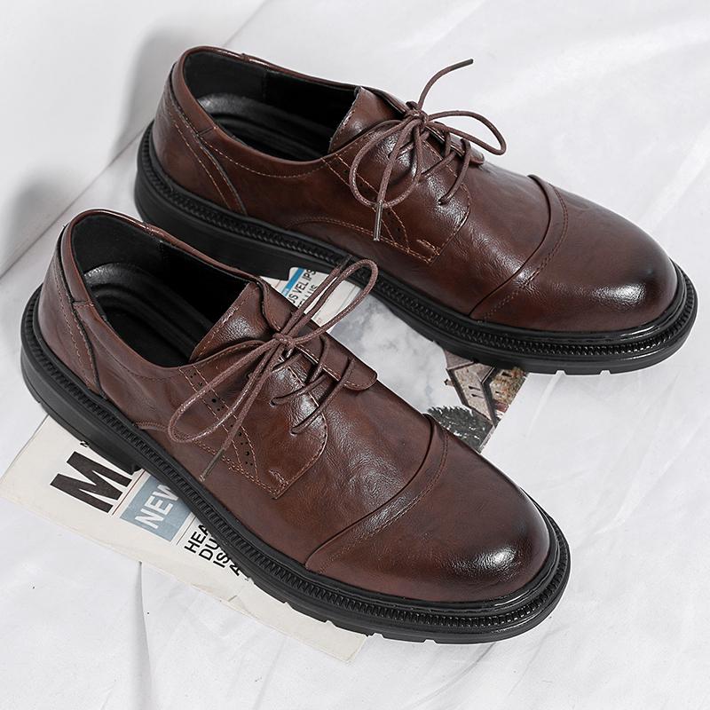 Fashion British Style Men's Brogue Shoes Simple Commuting Work Shoes Casual Fashionable Men's Business Shoes Wear-resistant Soles