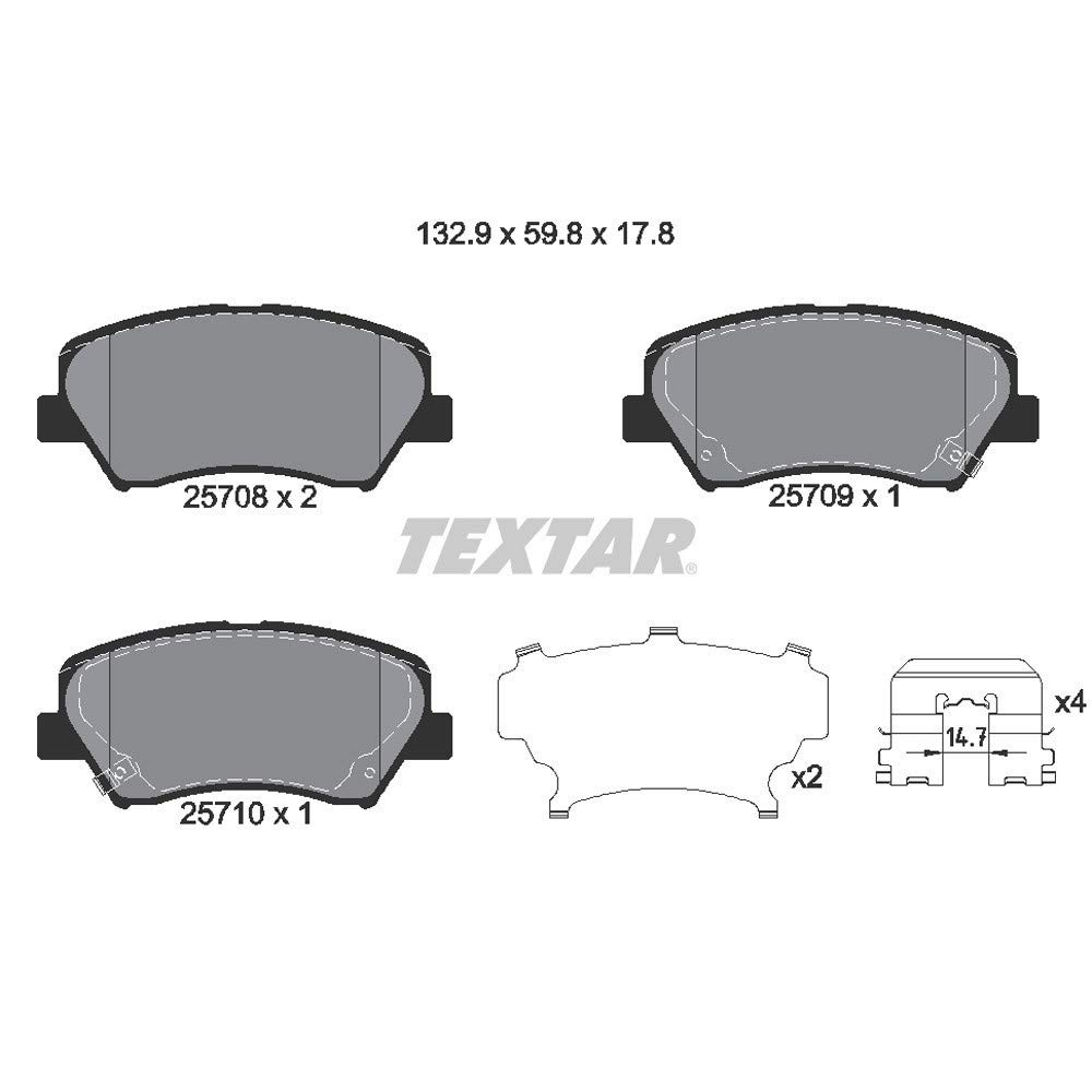 Textar 2570801 Brake Pad Set, Disc Brakes