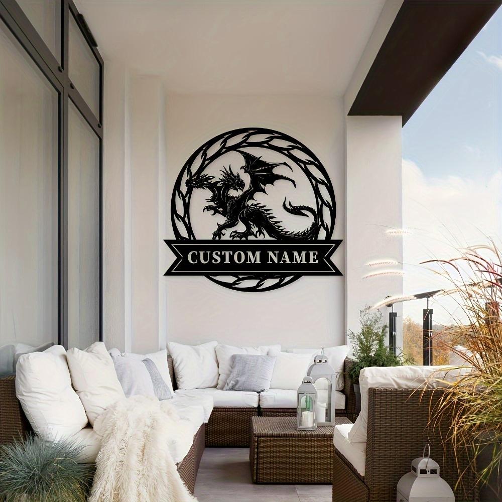 Drachen Metall Wandkunst Anpassbar Mattes Zinnblech Schild Hängend Wohnkultur