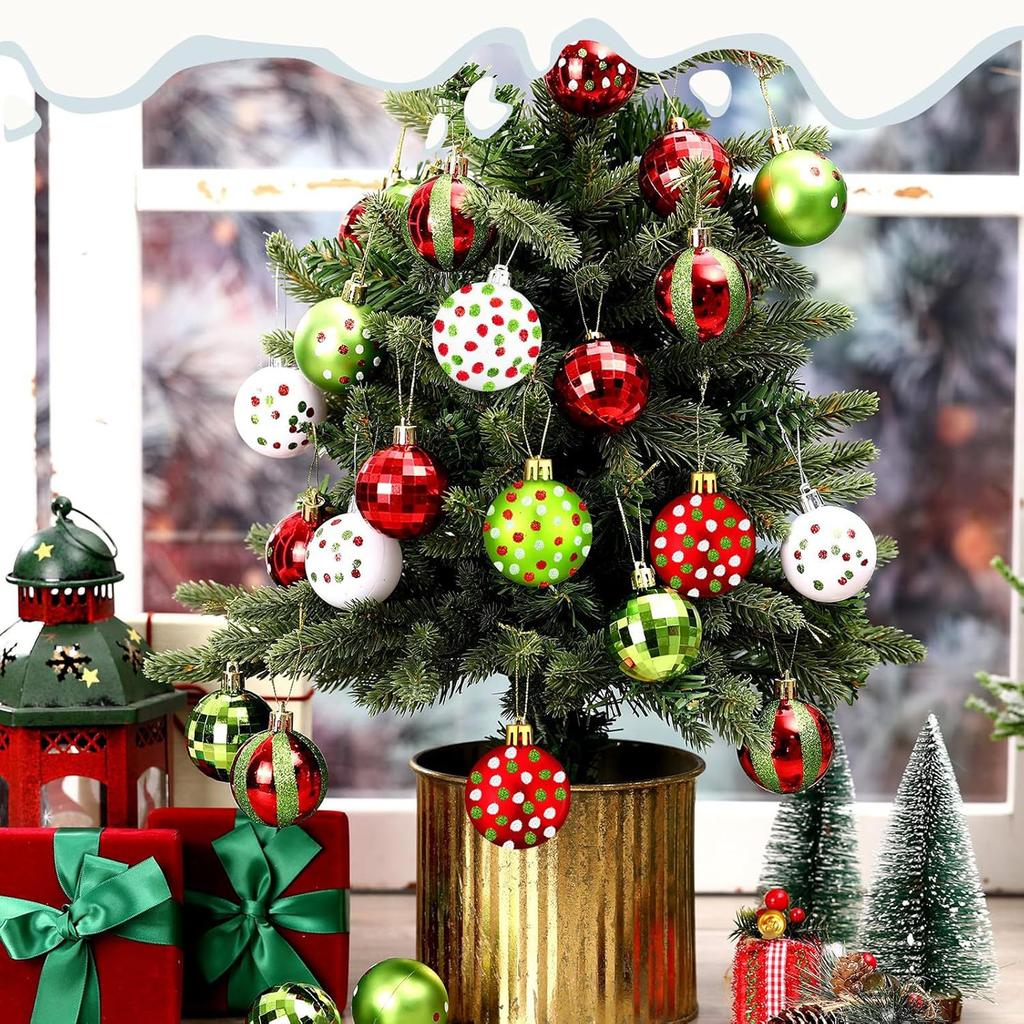 24pcs Xmas Ball Ornaments 2.0in Shatterproof Xmas Tree Balls Decoration Painting Hanging Ball for Ho