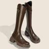 Long Boots Women's New Autumn and Winter Velvet V-mouth Thick-soled High Boots Martin Boots Knight Boots Thick Heel Long Boots