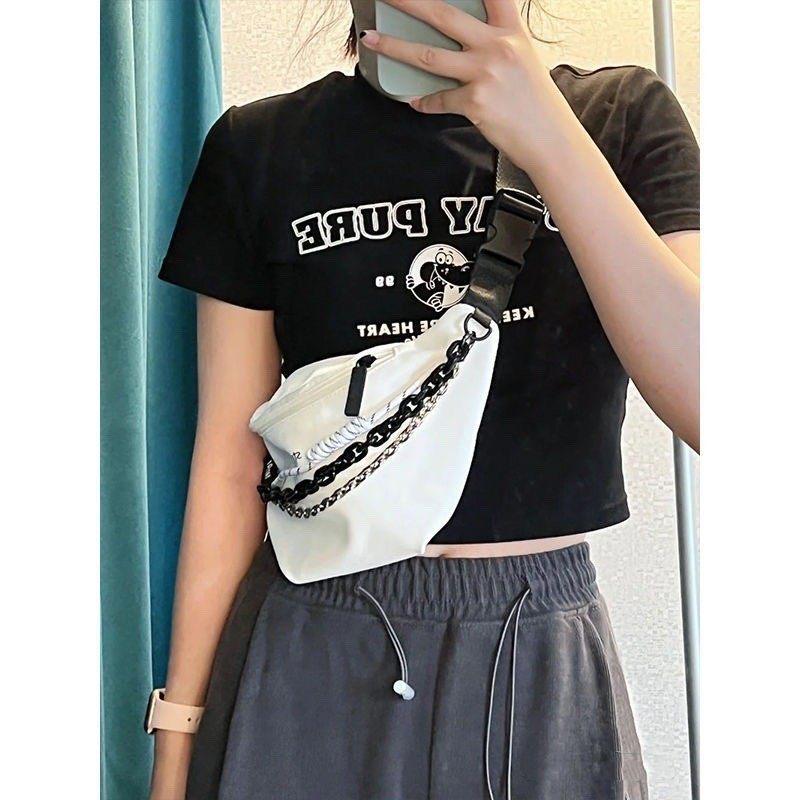 Премиум Сенс Большая поясная сумка Женская Весенняя Универсальная Цепочка Тренд Повседневная Сумка-портфель Модная Женская Сумка белый