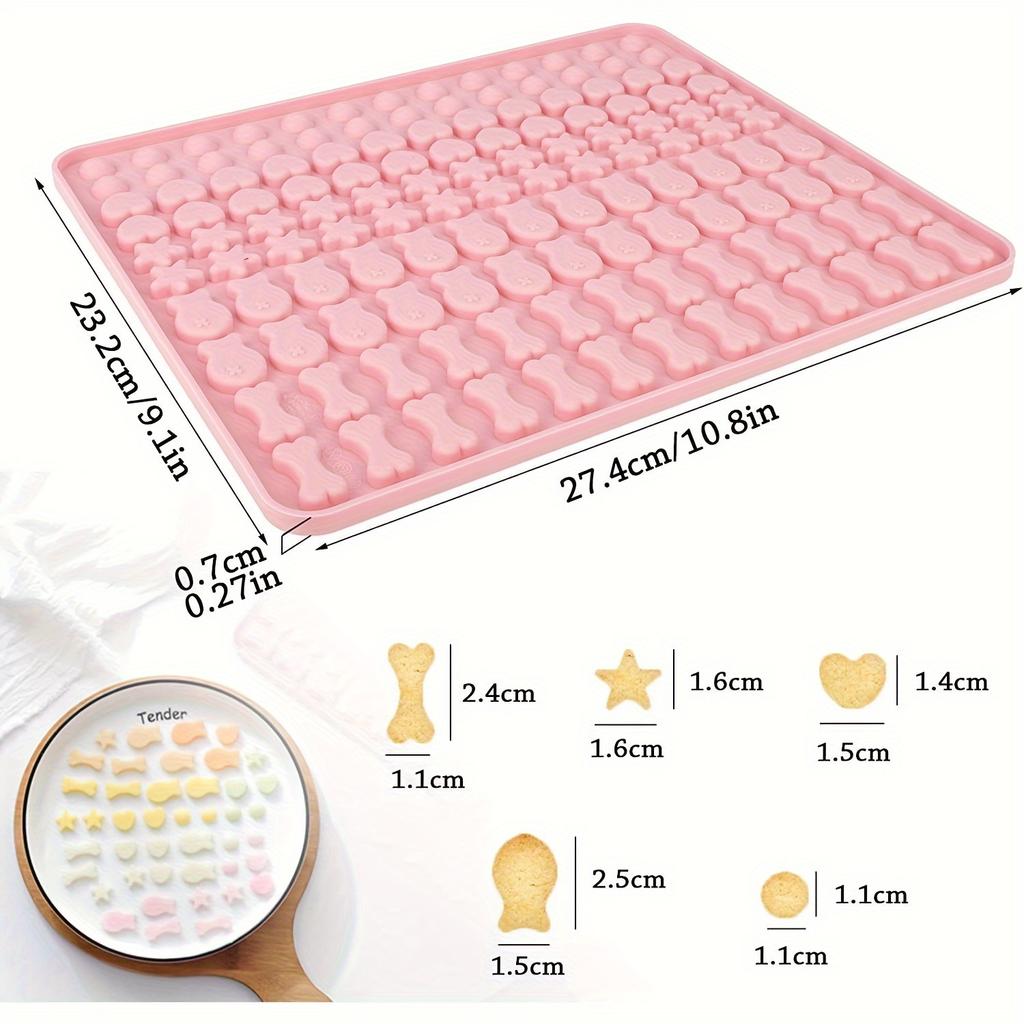 2 Pieces Silicone Dog Treat Molds: BPAFree Baking Mat with 5 Shapes 130 Grids for DIY Dog Biscuits and Treats
