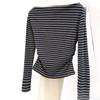 Korean Striped One-Shoulder Long-Sleeve T-Shirt: Women's Fashion 2025