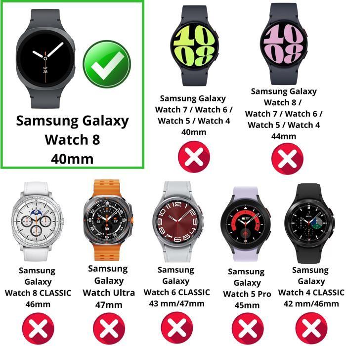 Case Compatible Samsung Galaxy Watch 8 40mm - Rigid Protection Transparent Case Screen Tempered Glass Phonillico®