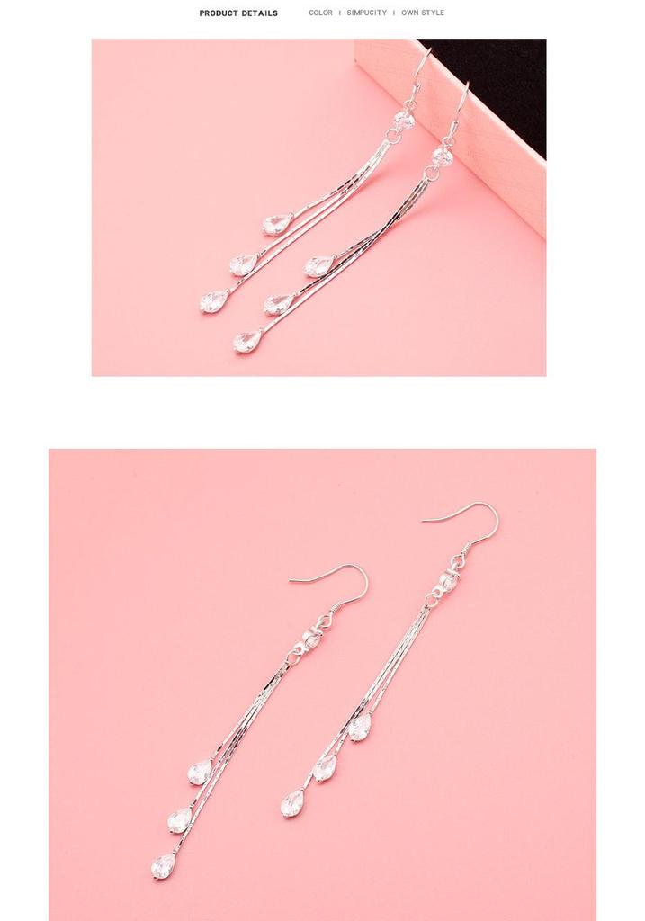 S925 Sterling Silver Water Drop Tassel Earrings - 2026 Elegant, Versatile, High-End Long Dangle Design for Girls