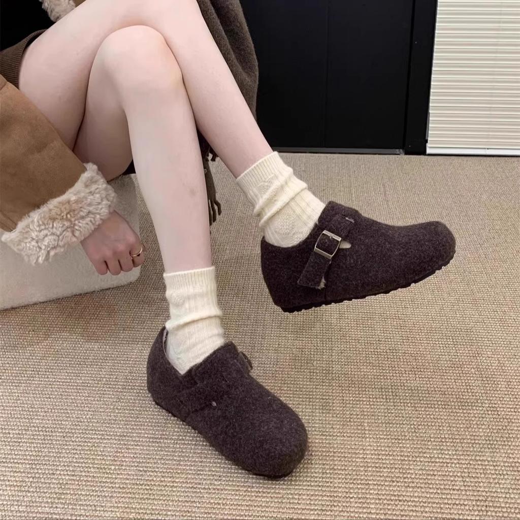 Boken Shoes Women's Thick Soled Warm Cotton Shoes Winter New Fur Shoes Women's Outerwear Woolen Single Shoes