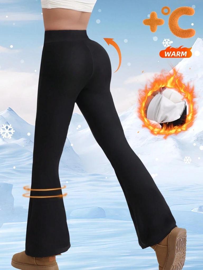 High Waist Fleece Flare Leggings Z91198
