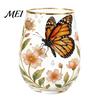 Traumhaftes Mädchen Stil Becher Handbemalter Glasbecher, Eiförmige Tasse mit Goldrand, Klarer Bleifreier Kerzenlicht Dinner Weinbecher für Tee Kaffee