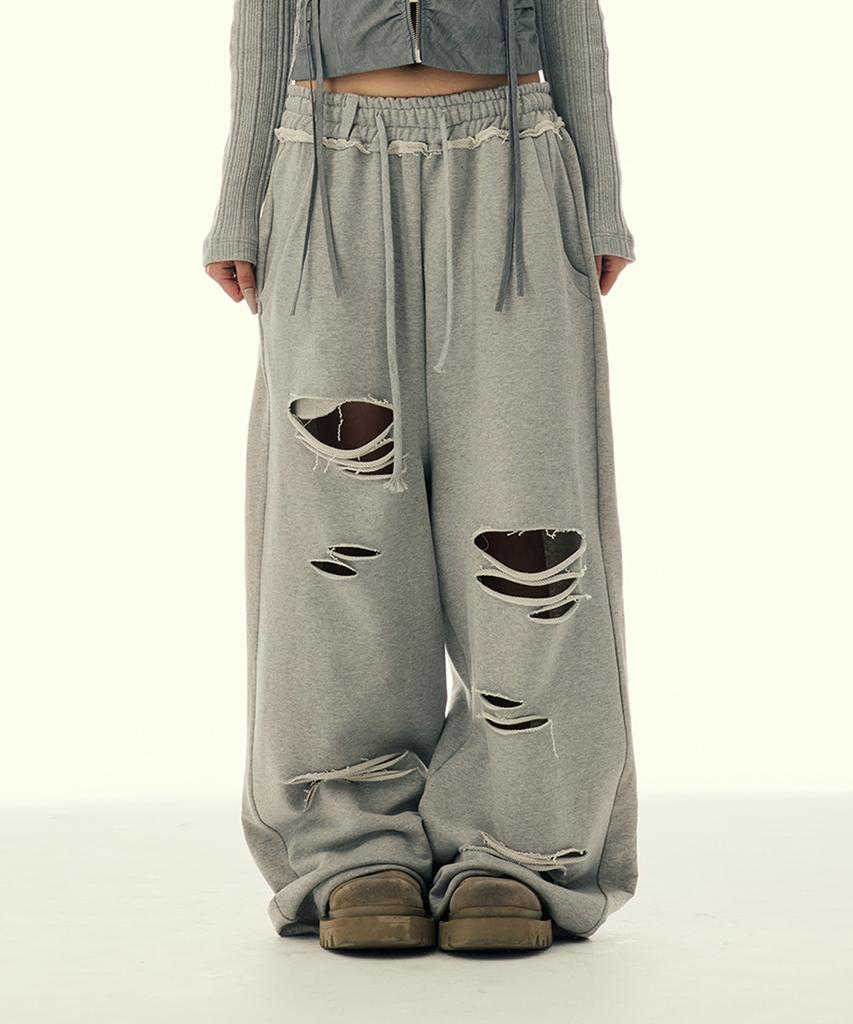 Gillaakaibeu Stitched Bold Logo Sweat Pants_Grey