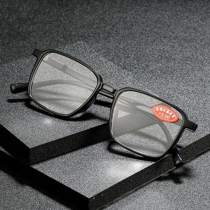 

Shatar Retro Large Frame Reading Glasses Men Women Crystal Glass Big Face HD Wear-Resistant Prescription Glasses Cool Protect Ey +200 чёрный