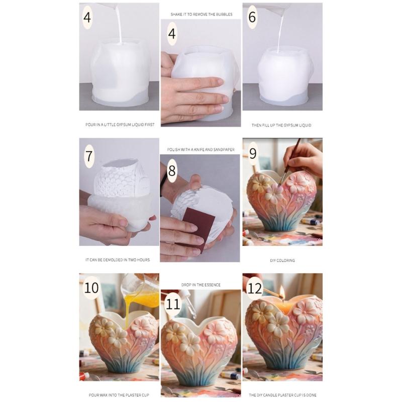 Multifunctional Heart Flower Vessel Silicone Mold for Handmade Home Deck Jewelry Crafting and Artistic Gift Creations