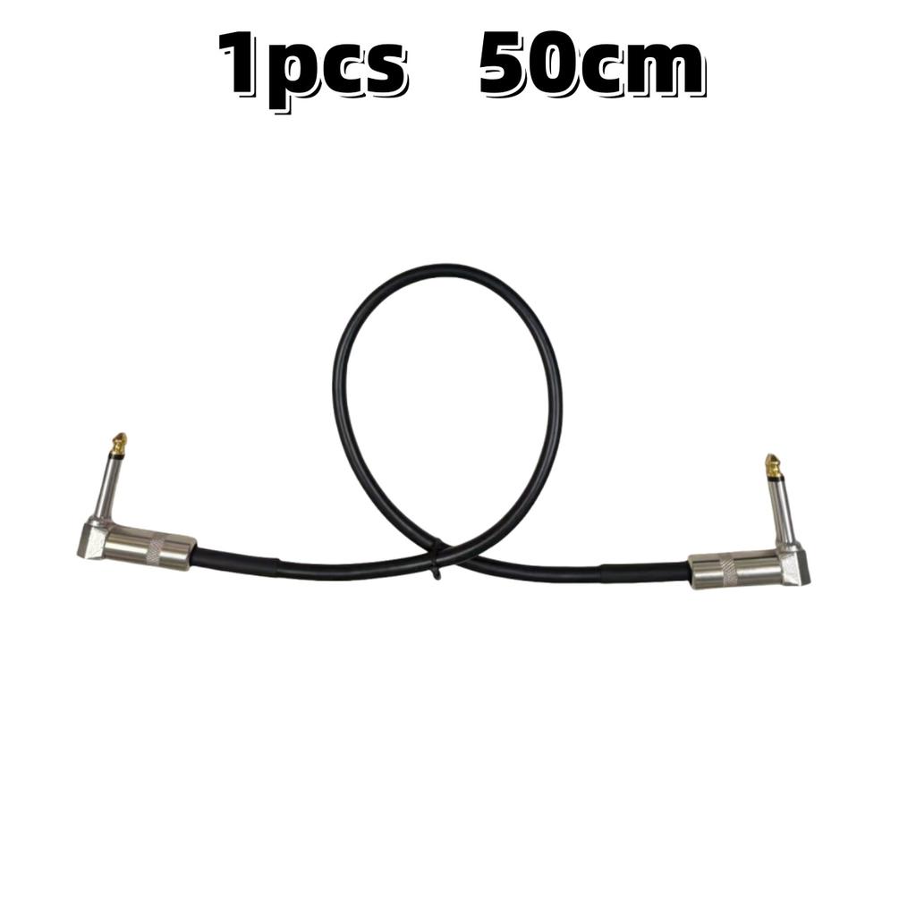 Guitar Effects Cable 15/30/50cm 1/4 Inch Right Angle Cable Instruments Patch Cord 6.35MM Electric Guitar Effect Wire Metal Head