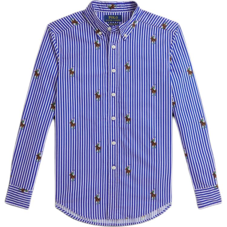 

Повседневная рубашка Polo Ralph Lauren в полоску с длинным рукавом и принтом, хлопок, синяя, для детей, детские рубашки CWPOWOVY6820647-400 XL