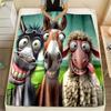 Funny Horse Donkey and Sheep Print Blanket Flannel Material Soft Warm for All Seasons Home Outdoor Camping Picnics