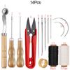 Professional Leather Craft Tool Kit Hand Sewing Repair Kit Wax Thread Stitching Punch Carving Work Groover Leather DIY Tool Set